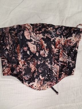 Windsor Black and Blush Abstract Print Strapless Corset Top